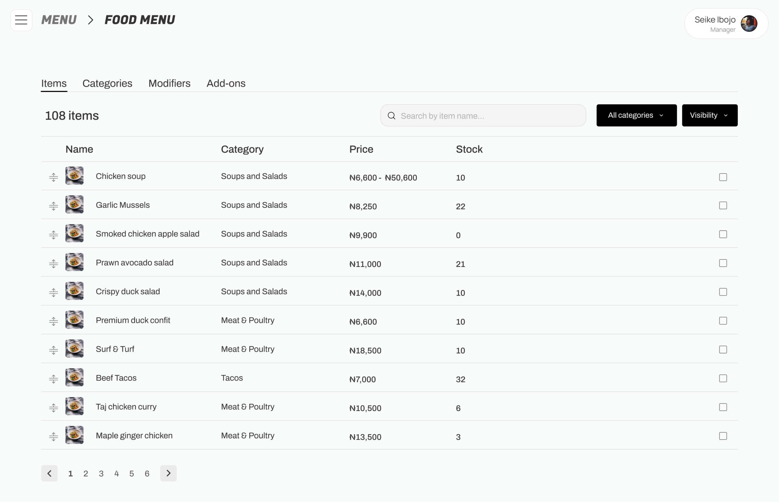 Manage your menu in a beat